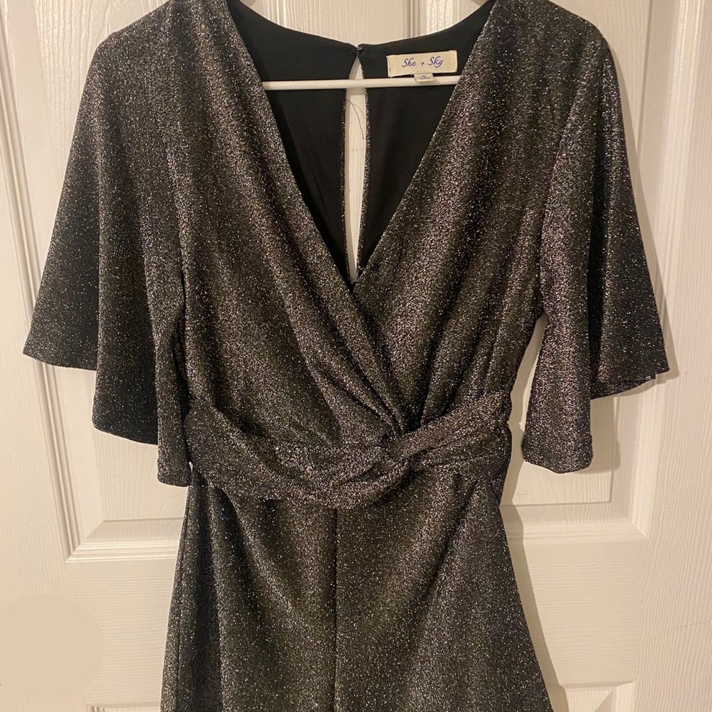 She + Sky Black Sparkly Romper